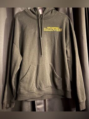 Black Lightweight Hoodie Jacket with Yellow 'Halloween' Chest Logo